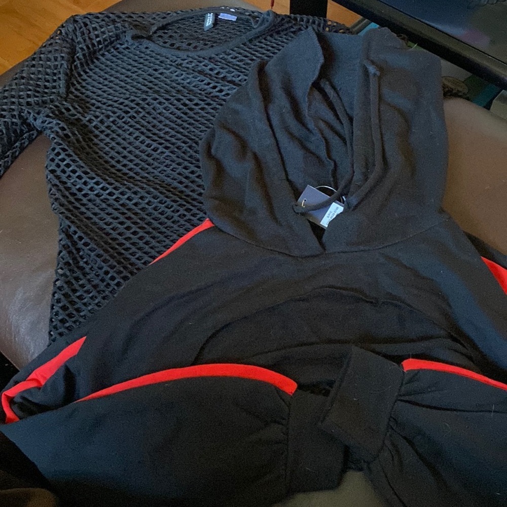 Cropped Hoodie and Mesh Top Bundle